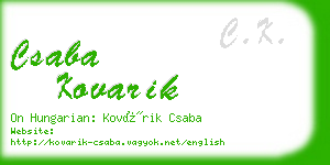 csaba kovarik business card